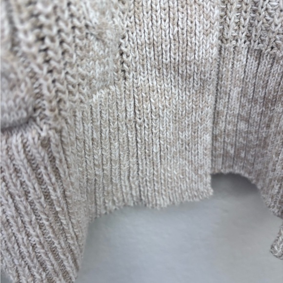 St. John's Bay Tan and White Cozy Open Front Cable Knit Cardigan - Picture 9 of 11